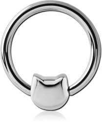 SURGICAL STEEL GRADE 316L BALL CLOSURE RING WITH KITTY ATTACHMENT