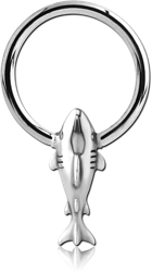 SURGICAL STEEL GRADE 316L BALL CLOSURE RING WITH ATTACHMENT - SHARK