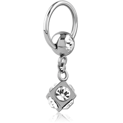 SURGICAL STEEL GRADE 316L BALL CLOSURE RING WITH JEWELED ATTACHMENT