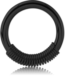 BLACK PVD COATED SURGICAL STEEL GRADE 316L SPRING CLOSURE RING