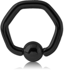 BLACK PVD COATED SURGICAL STEEL GRADE 316L HEXAGON BALL CLOSURE RING