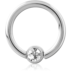 SURGICAL STEEL GRADE 316L JEWELED FIXED BFEAD RING