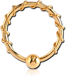 GOLD PVD 18K COATED SURGICAL STEEL GRADE 316L FIXED BEAD RING