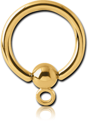GOLD PVD COATED SURGICAL STEEL GRADE 316L BALL CLOSURE RING WITH HOOP