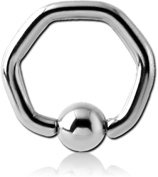 SURGICAL STEEL GRADE 316L HEXAGON BALL CLOSURE RING