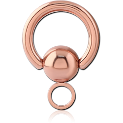 ROSE GOLD PVD COATED SURGICAL STEEL GRADE 316L BALL CLOSURE RING WITH HOOP