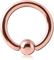 ROSE GOLD PVD COATED COATED TITANIUM ALLOY BALL CLOSURE RING
