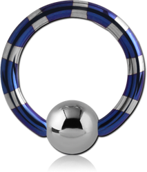 ANODISED TWO TONE TITANIUM ALLOY BALL CLOSURE RING