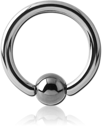 TITANIUM ALLOY BALL CLOSURE RING WITH HEMATITE BALL