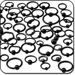 VALUE PACK OF MIX BLACK PVD COATED SURGICAL STEEL GRADE 316L BALL CLOSURE RINGS