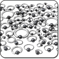 VALUE PACK OF MIX TITANIUM ALLOY BALL CLOSURE RING WITH HEMATITE BALLS