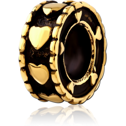 GOLD PVD COATED SURGICAL STEEL GRADE 316L BEAD 5.0 - 5.2 MM HOLE - HEARTS