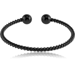 BLACK PVD COATED SURGICAL STEEL GRADE 316L TWISTED WIRE BANGLE