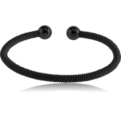 BLACK PVD COATED SURGICAL STEEL GRADE 316L WOVEN WIRE BANGLE