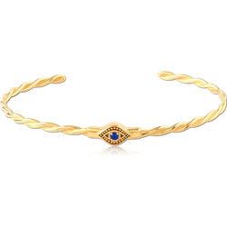 STERLING 925 SILVER GOLD PLATED JEWELED BANGLE