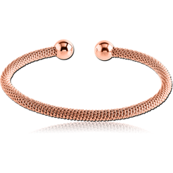 ROSE GOLD PVD COATED SURGICAL STEEL GRADE 316L TWISTED WIRE BANGLE