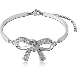 SURGICAL STEEL GRADE 316L BANGLE WITH FLOATING JEWELED ATTACHMENT - BOW