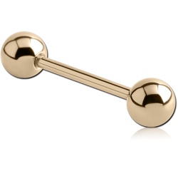 14 KARAT GOLD YELLOW MICRO BARBELL WITH HOLLOW BALLS