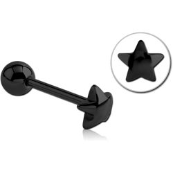 BLACK PVD COATED SURGICAL STEEL GRADE 316L BARBELL WITH LG STAR ATTACHMENT