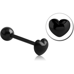 BLACK PVD COATED SURGICAL STEEL GRADE 316L HEART BARBELL
