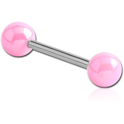 SURGICAL STEEL GRADE 316L BARBELL WITH AB COATED NEON BALL