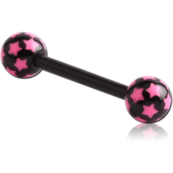 UV POLYMER FLEXIBLE BARBELL WITH PRINTED HEARTS BALL