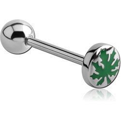 SURGICAL STEEL GRADE 316L FLAT POT LEAF BARBELL