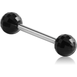 SURGICAL STEEL GRADE 316L BARBELL WITH ACRYLIC FACETED BALL