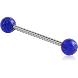 SURGICAL STEEL GRADE 316L BARBELL WITH UV GLITTERING BALL
