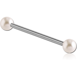 SURGICAL STEEL GRADE 316L BARBELL WITH ORGANIC SYNTHETIC PEARLS