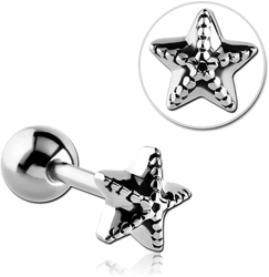 SURGICAL STEEL GRADE 316L STARFISH BARBELL