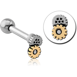 SURGICAL STEEL GRADE 316L BARBELL WITH STEAMPUNK