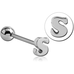 SURGICAL STEEL GRADE 316L BARBELL WITH LETTER - S