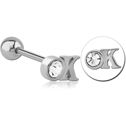 SURGICAL STEEL GRADE 316L JEWELED BARBELL - OK