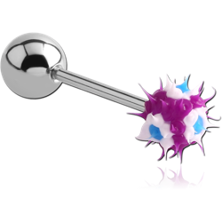 SURGICAL STEEL GRADE 316L BARBELL WITH ONE SILICONE SPIKEY BALL