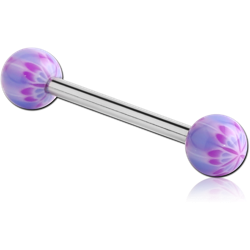 SURGICAL STEEL GRADE 316L BARBELL WITH UV FLOWER BALL
