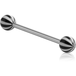 SURGICAL STEEL GRADE 316L BARBELL WITH UV MULTI-STRIPE BALL