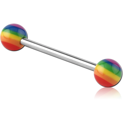 SURGICAL STEEL GRADE 316L BARBELL WITH UV RAINBOW BALL