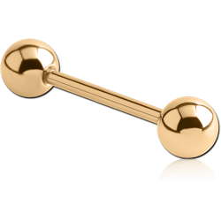 GOLD PVD 18K COATED SURGICAL STEEL GRADE 316L BARBELL