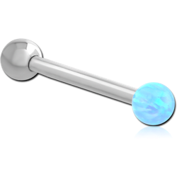 SURGICAL STEEL GRADE 316L MICRO BARBELL WITH SYNTHETIC OPAL AND STEEL BALL