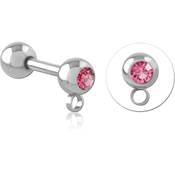 SURGICAL STEEL GRADE 316L VALUE CRYSTAL JEWELED MICRO BARBELL WITH HORIZONTAL HOOP