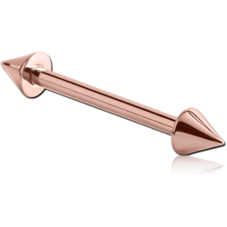ROSE GOLD PVD COATED SURGICAL STEEL GRADE 316L MICRO BARBELL WITH CONES