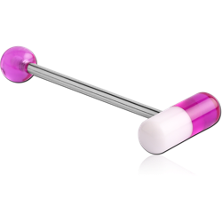 STERILE SURGICAL STEEL GRADE 316L BARBELL WITH UV ACRYLIC CAPSULE