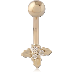 14 KARAT GOLD YELLOW NAVEL BANANA FLORAL CLUSTER GEM