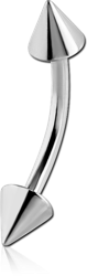 SURGICAL STEEL GRADE 316L CURVED BARBELL WITH CONES