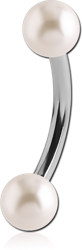 SURGICAL STEEL GRADE 316L CURVED BARBELL WITH ORGANIC SYNTHETIC PEARLS