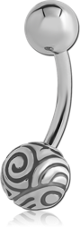 SURGICAL STEEL GRADE 316L SWIRLS BALL CURVED BARBELL