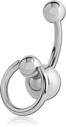 SURGICAL STEEL GRADE 316L SLAVE NAVEL BANANA WITH BALL CLOSURE RING ON EXTRA BALL