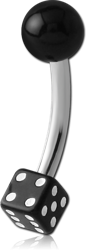 SURGICAL STEEL GRADE 316L CURVED BARBELL WITH UV BALL DICE