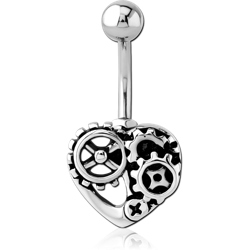 RHODIUM PLATED BASE METAL NAVEL BANANA - STEAMPUNK